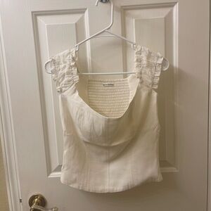 Reformation Cream Ruffled Blouse